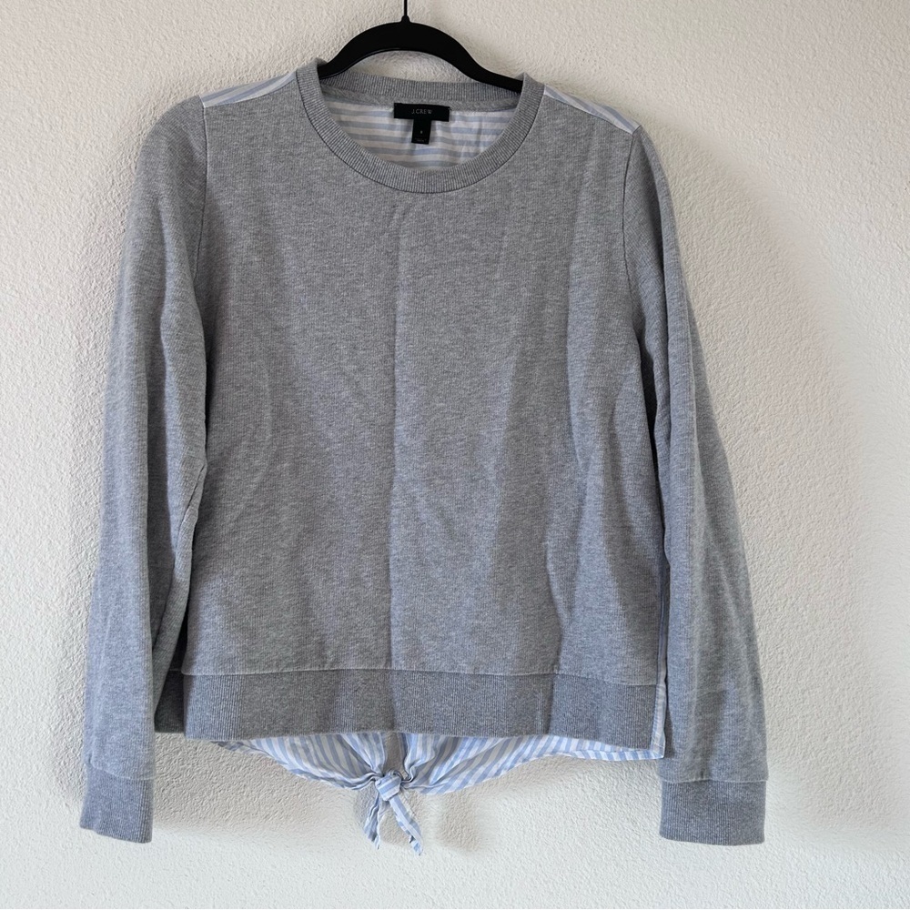 J. Crew Women’s Sweater Small Gray Blue White Mixed Media Button Back